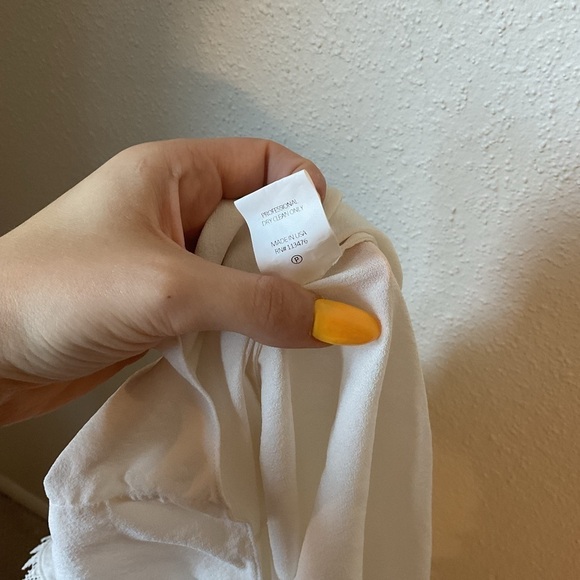 Yigal Azrouel 100% Silk Ruffle Lace White Blouse Size 6 - Picture 8 of 12